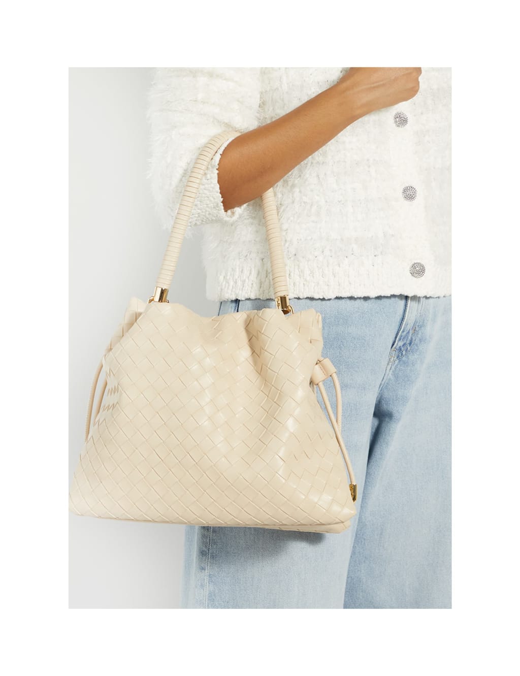 Leather Woven Grab Bag