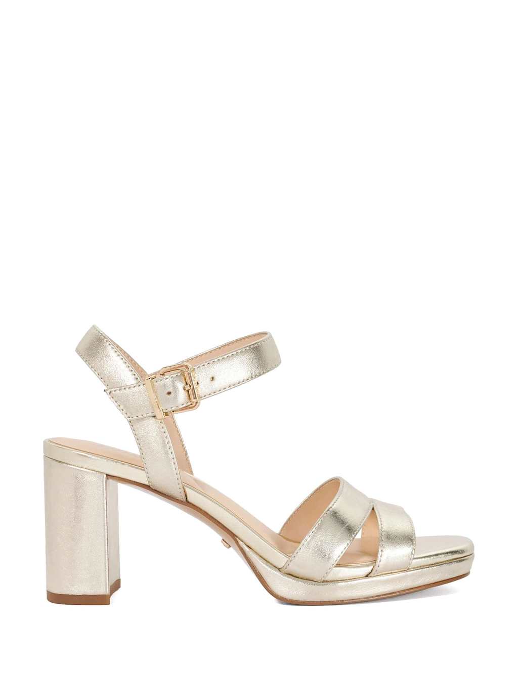 Dune London Women's Leather Metallic Platform Block Heel Sandals - 5 - Gold - Available at M&S