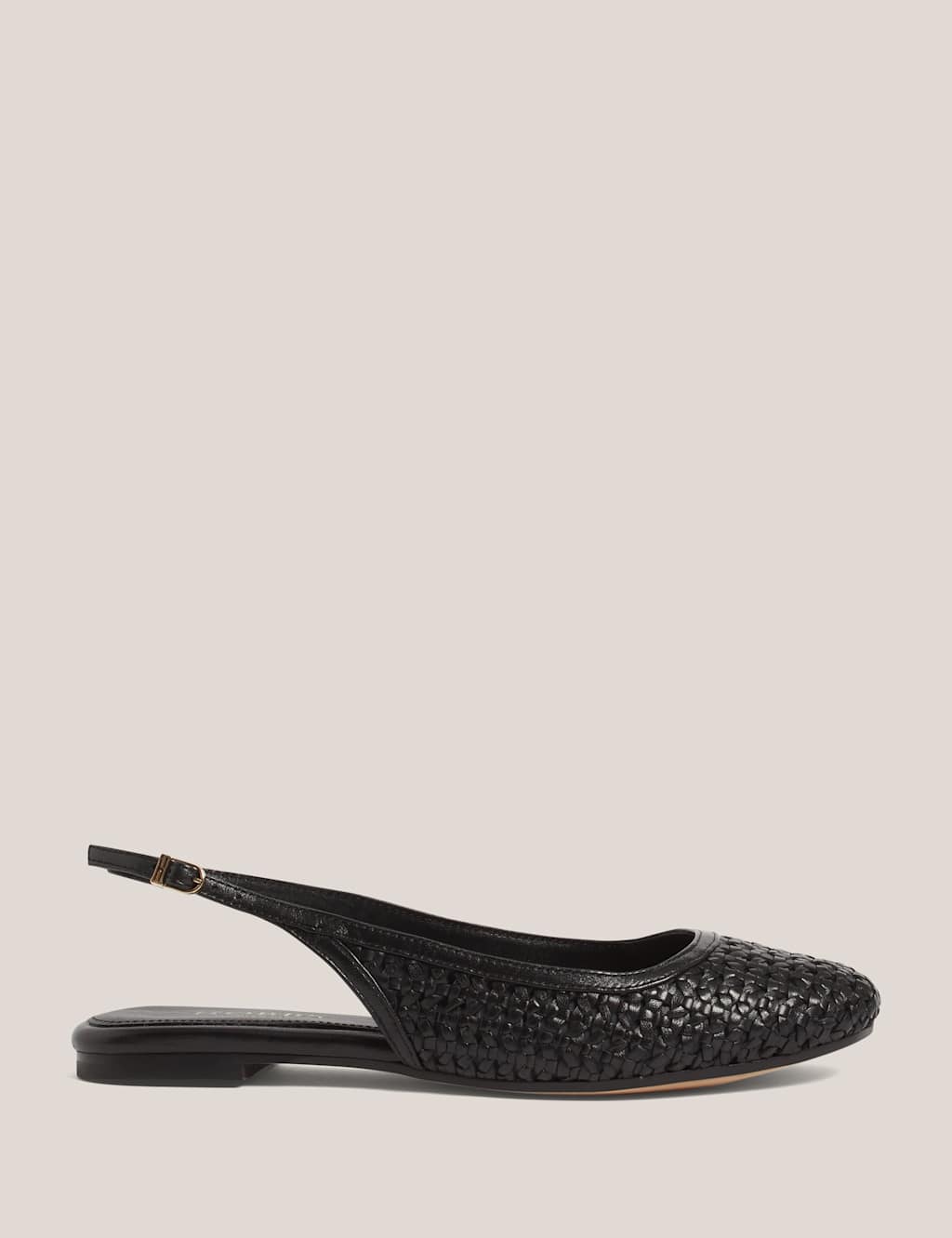 Hobbs Women's Leather Woven Slip On Flat Slingback Shoes - 5 - Black - Available at M&S