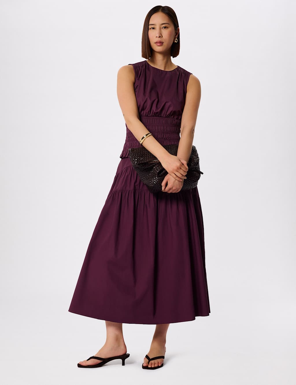 Whistles Women's Pure Cotton Midi Tiered Skirt - 18 - Plum - Available at M&S
