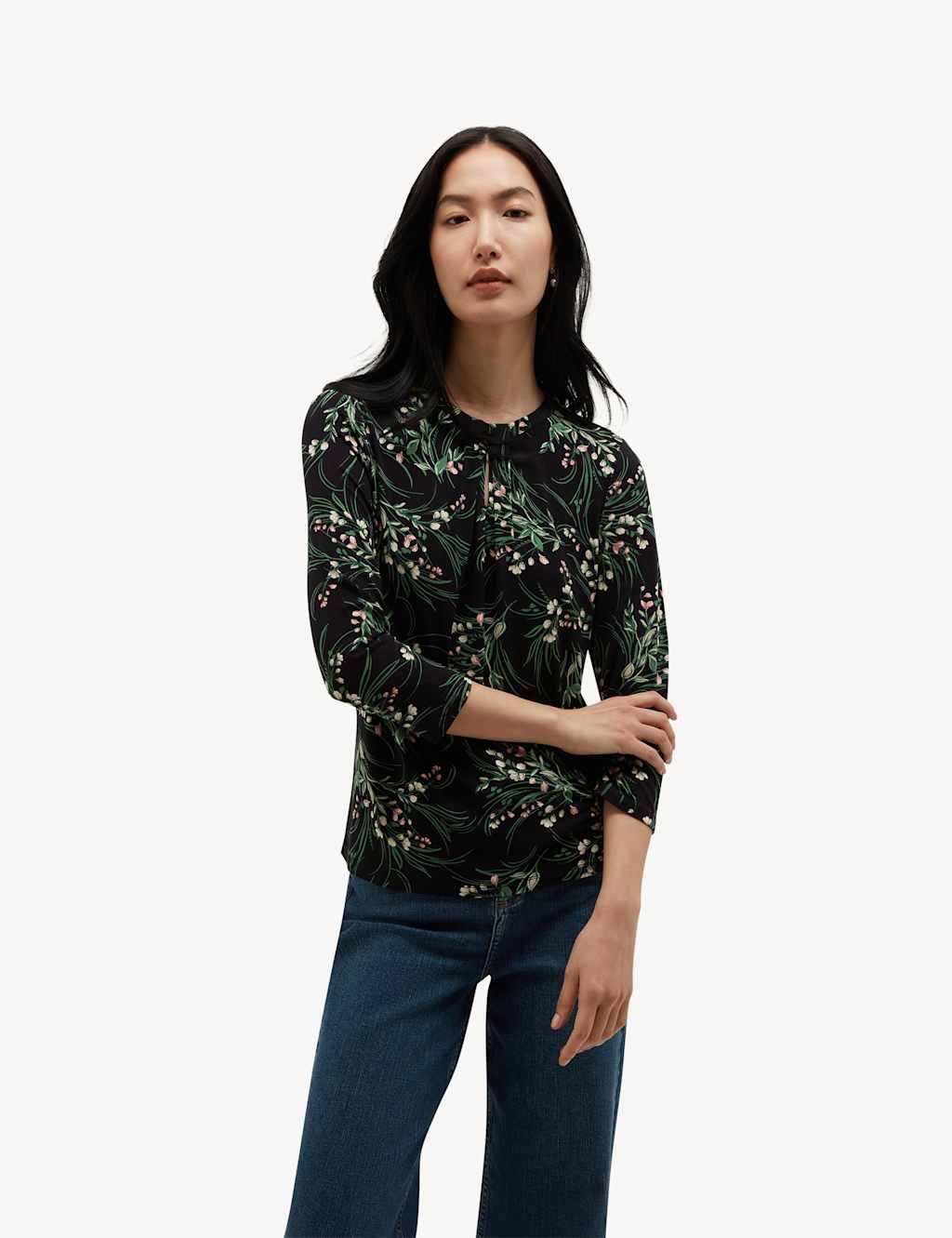 Hobbs Women's Printed Top - Small - Blue Mix - Available at M&S