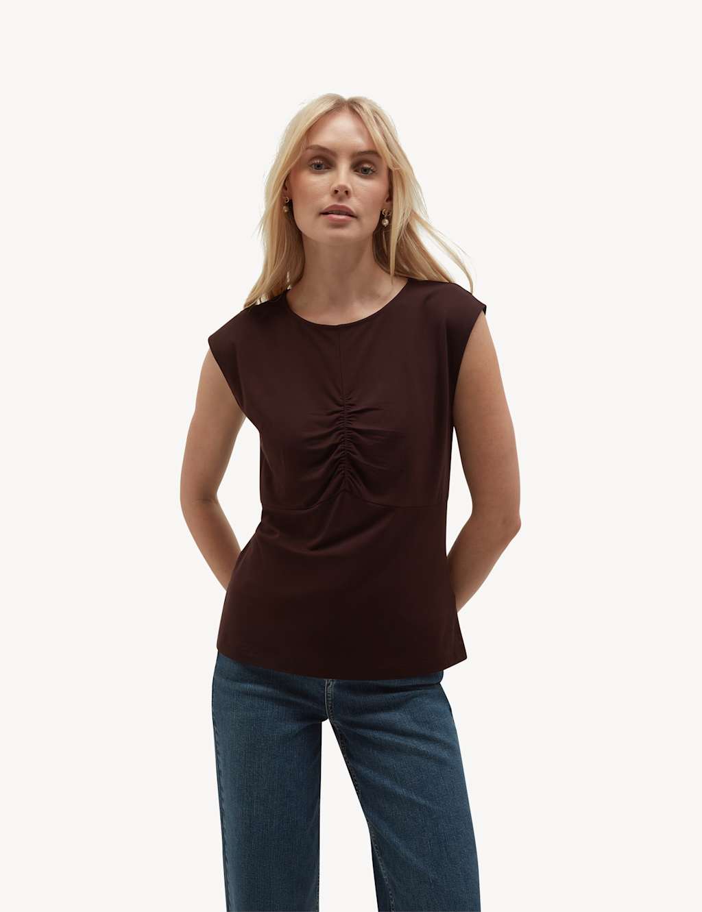 Hobbs Women's Crew Neck Top - Medium - Brown - Available at M&S
