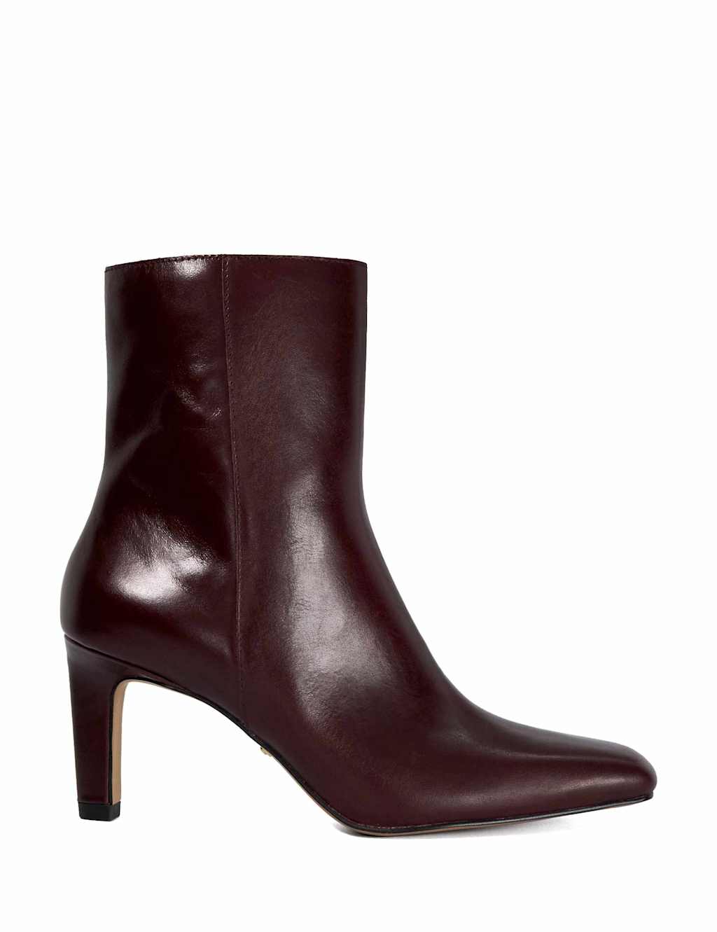 Dune London Women's Leather Square Toe Stiletto Heel Boots - 7 - Burgundy - Available at M&S
