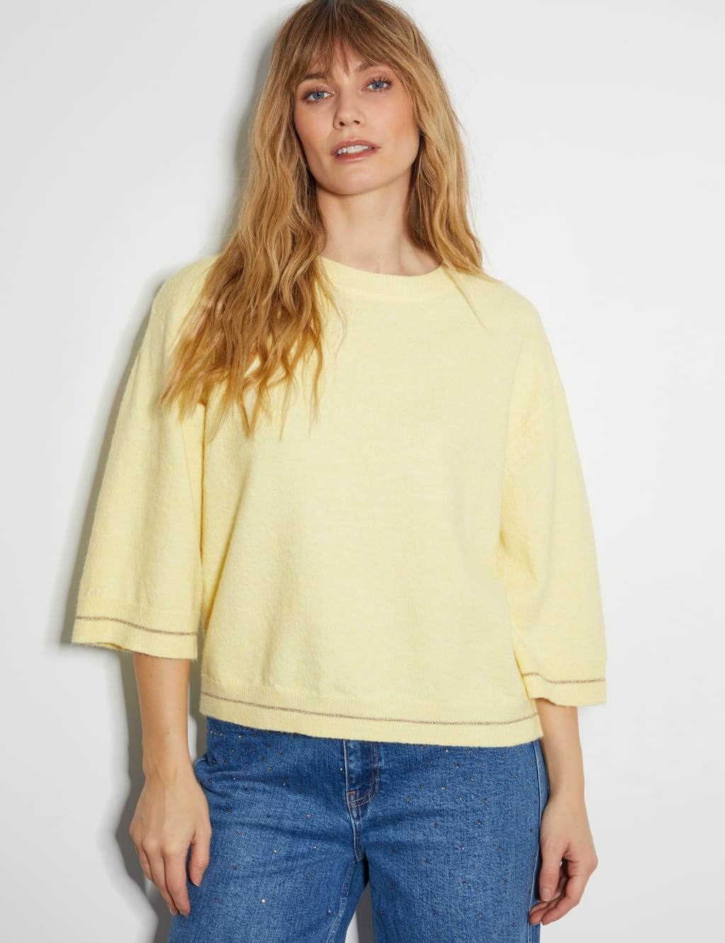 Monsoon Women's Crew Neck Jumper - S - Yellow, Yellow