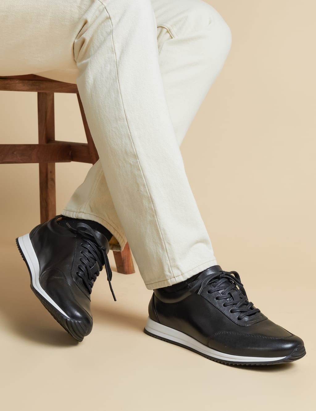 Leather Lace Up Trainers