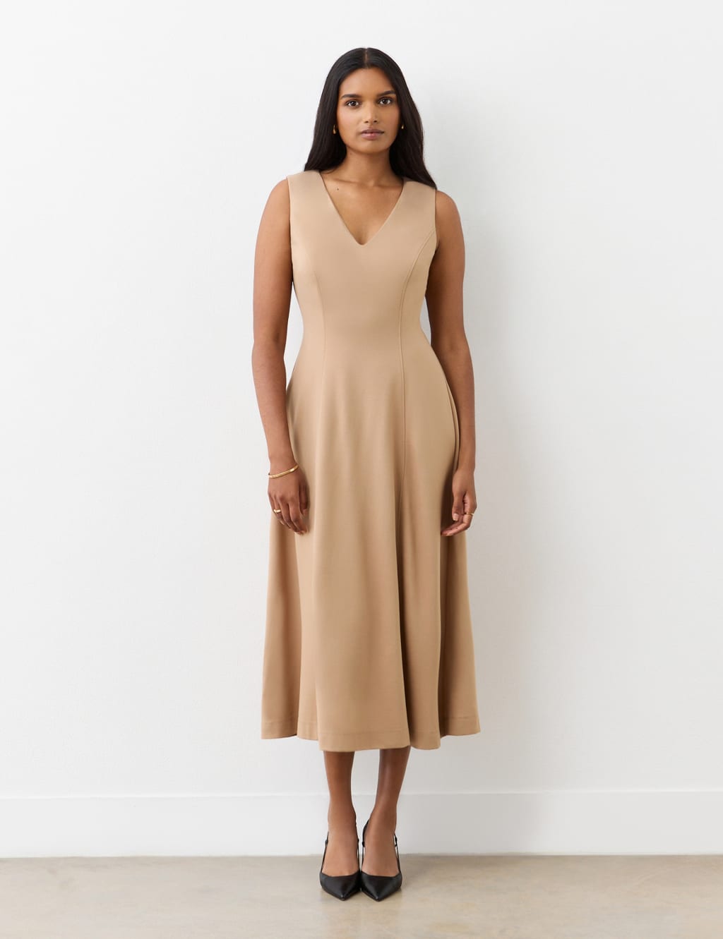 Jersey V-Neck Midi Dress