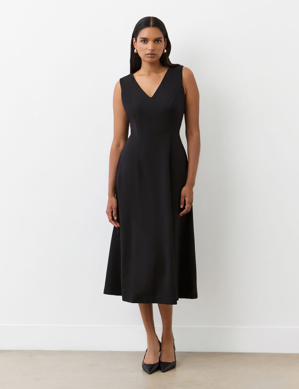 Jersey V-Neck Midi Dress