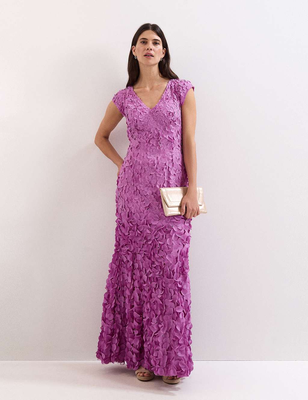 Phase Eight Embellished V-Neck Maxi Skater Dress Purple