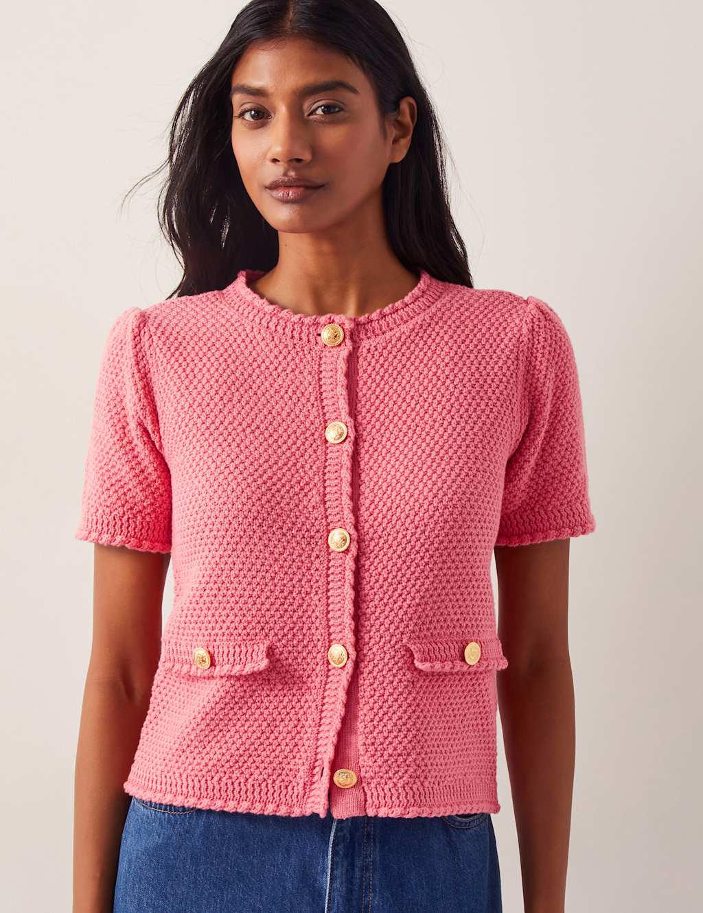 Pure Cotton Short Sleeve Cardigan