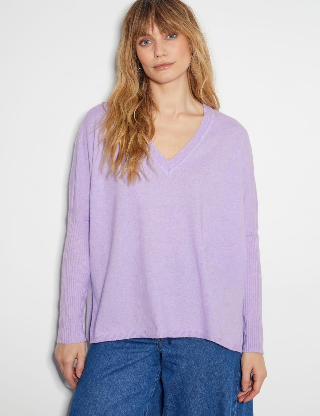 V-Neck Jumper with Wool