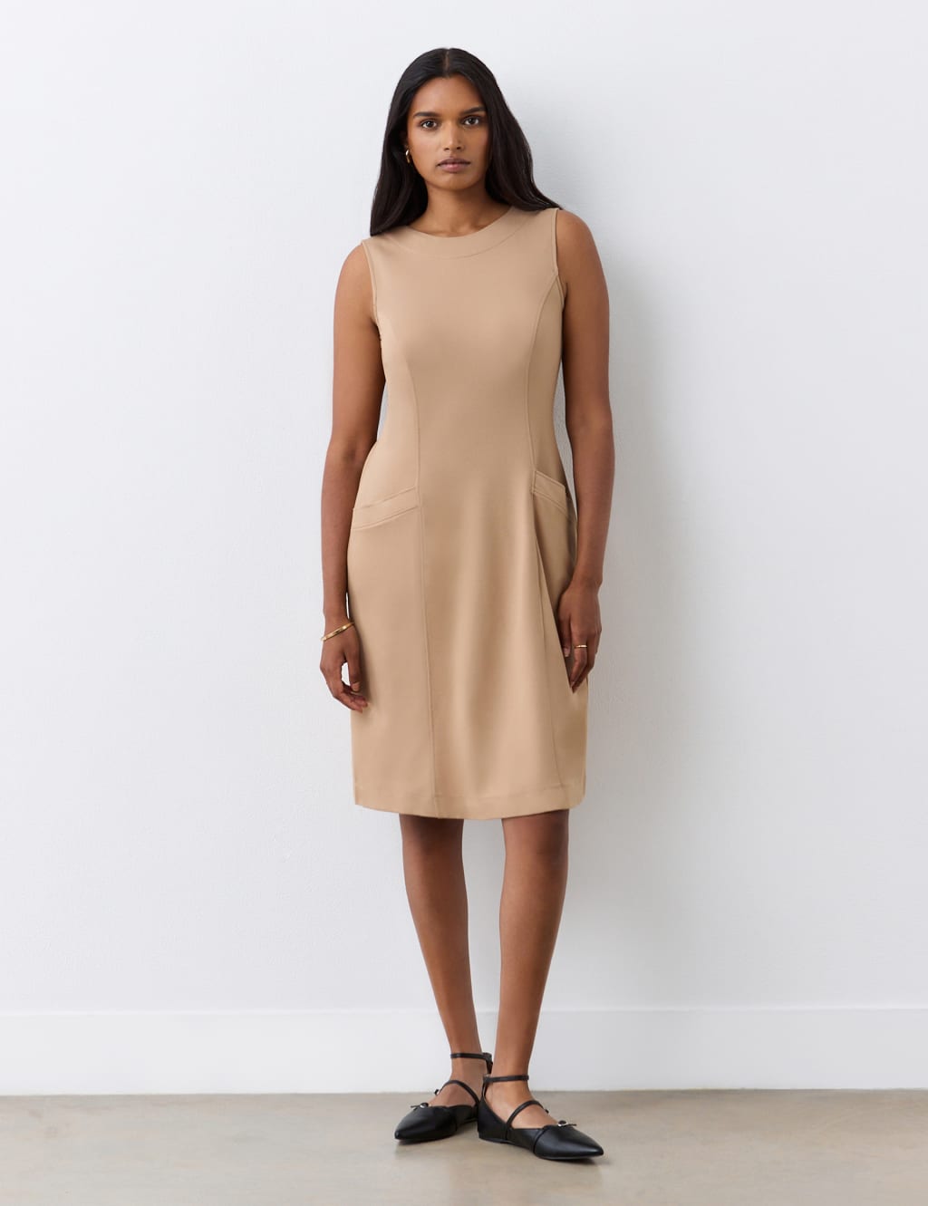 Ponte Jersey Knee Length Shift Dress