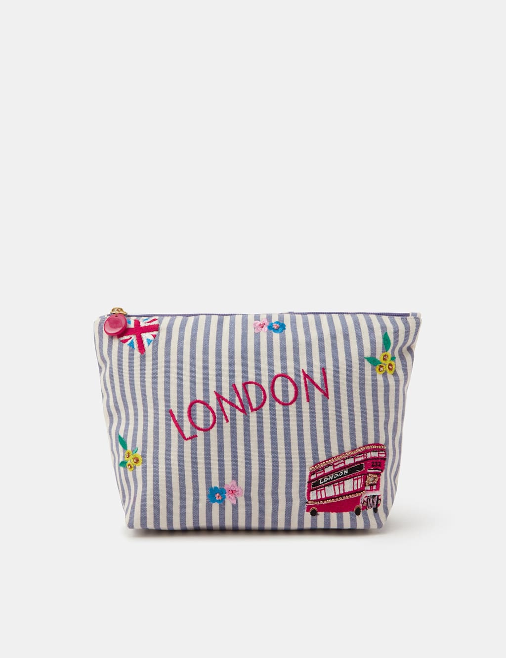 Accessorize Women's Pure Cotton Striped Embroidered Wash Bag - Multi - Available at M&S