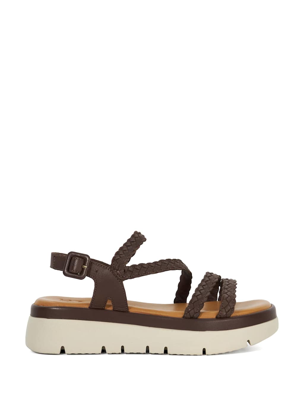 Leather Woven Strappy Flatform Sandals