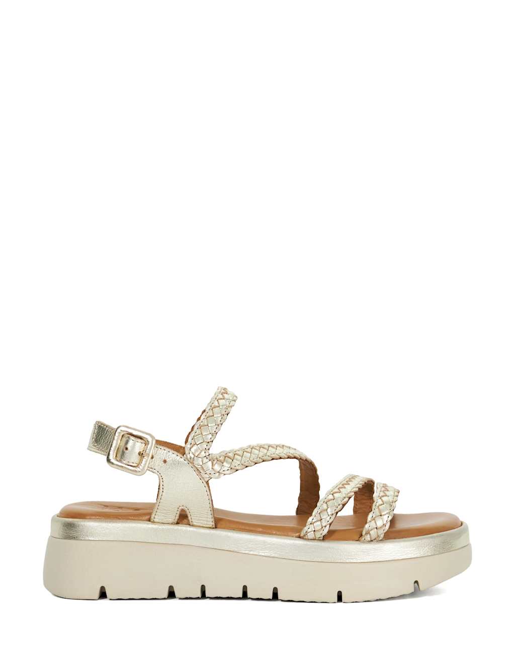 Leather Woven Strappy Flatform Sandals