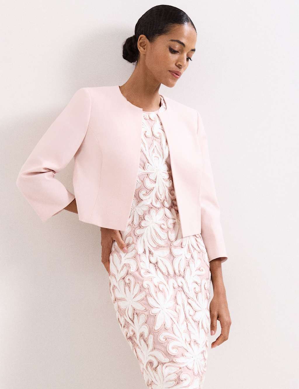 Phase Eight Women's Cotton Rich Short Jacket - 10 - Light Pink - Available at M&S