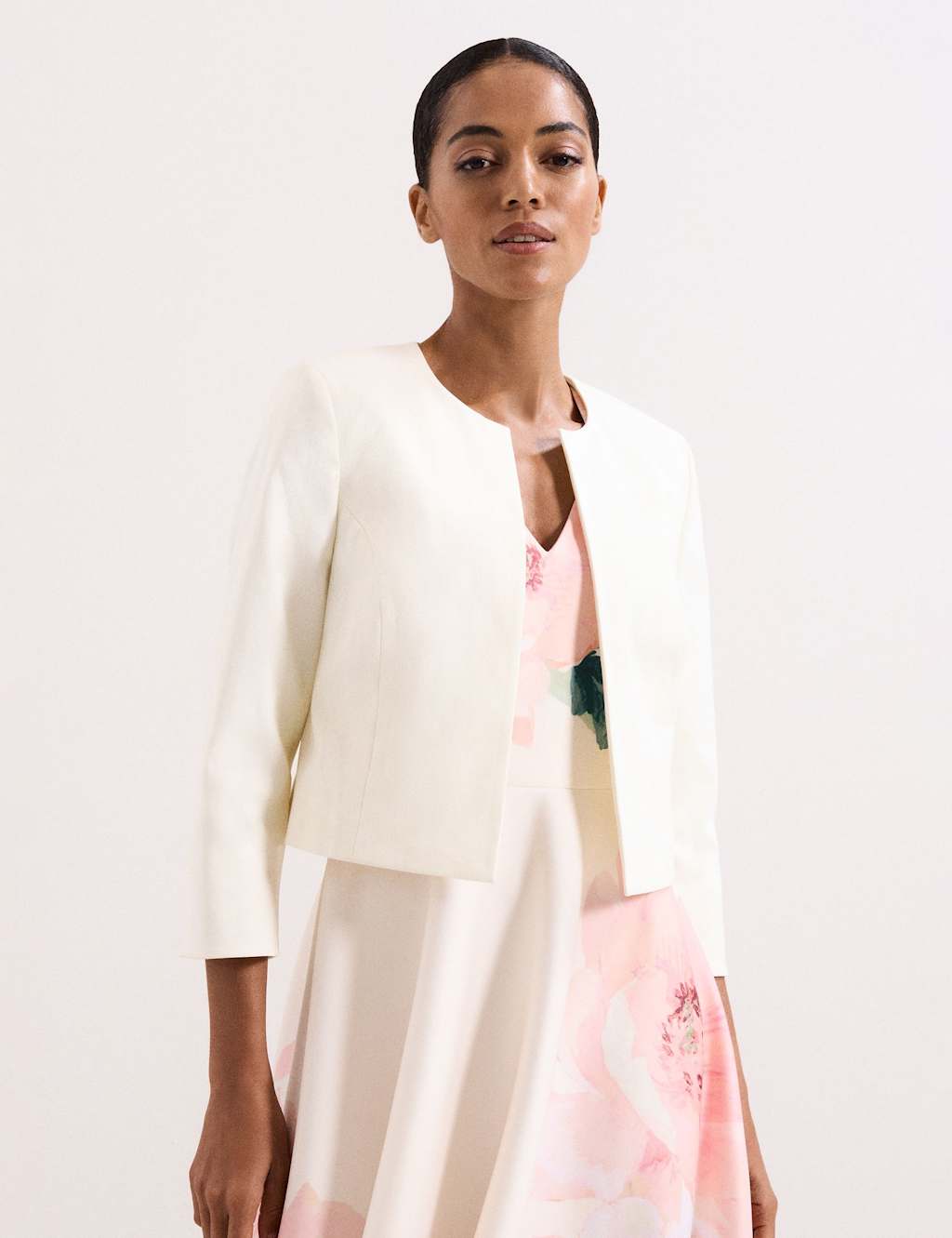 Phase Eight Cotton Rich Short Jacket Cream