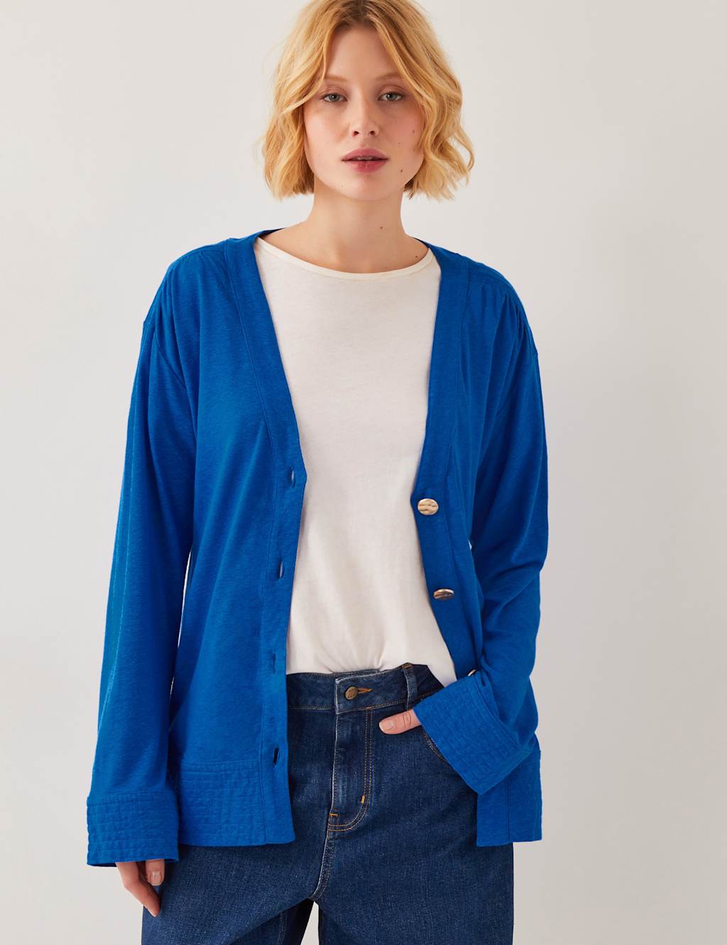 Linen Rich V-Neck Midi Cardigan