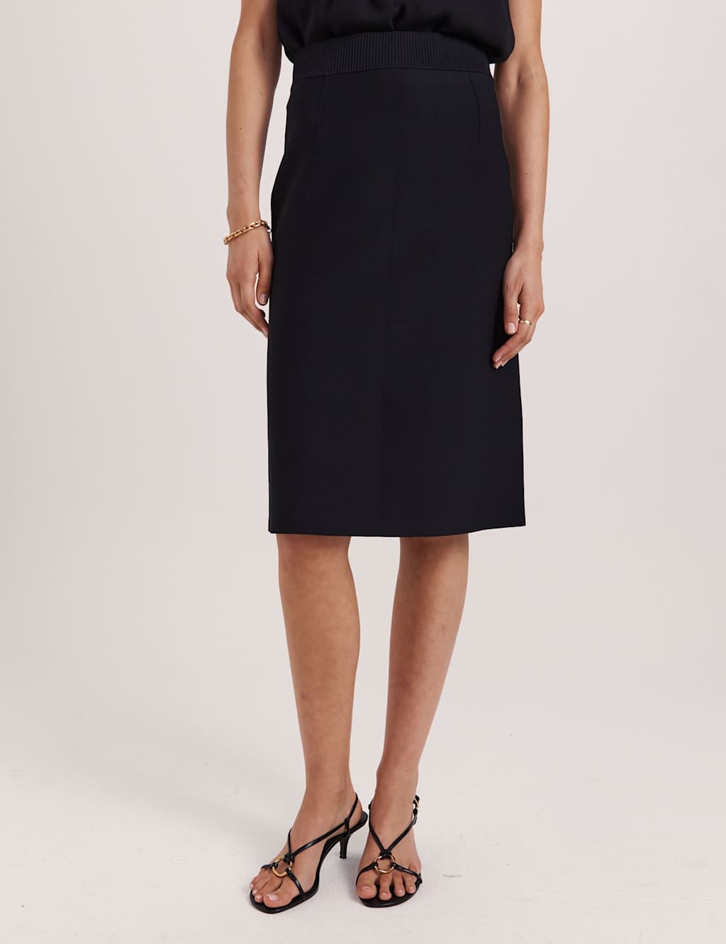Saba Women's Knitted Knee Length Skirt - Medium - Black - Available at M&S
