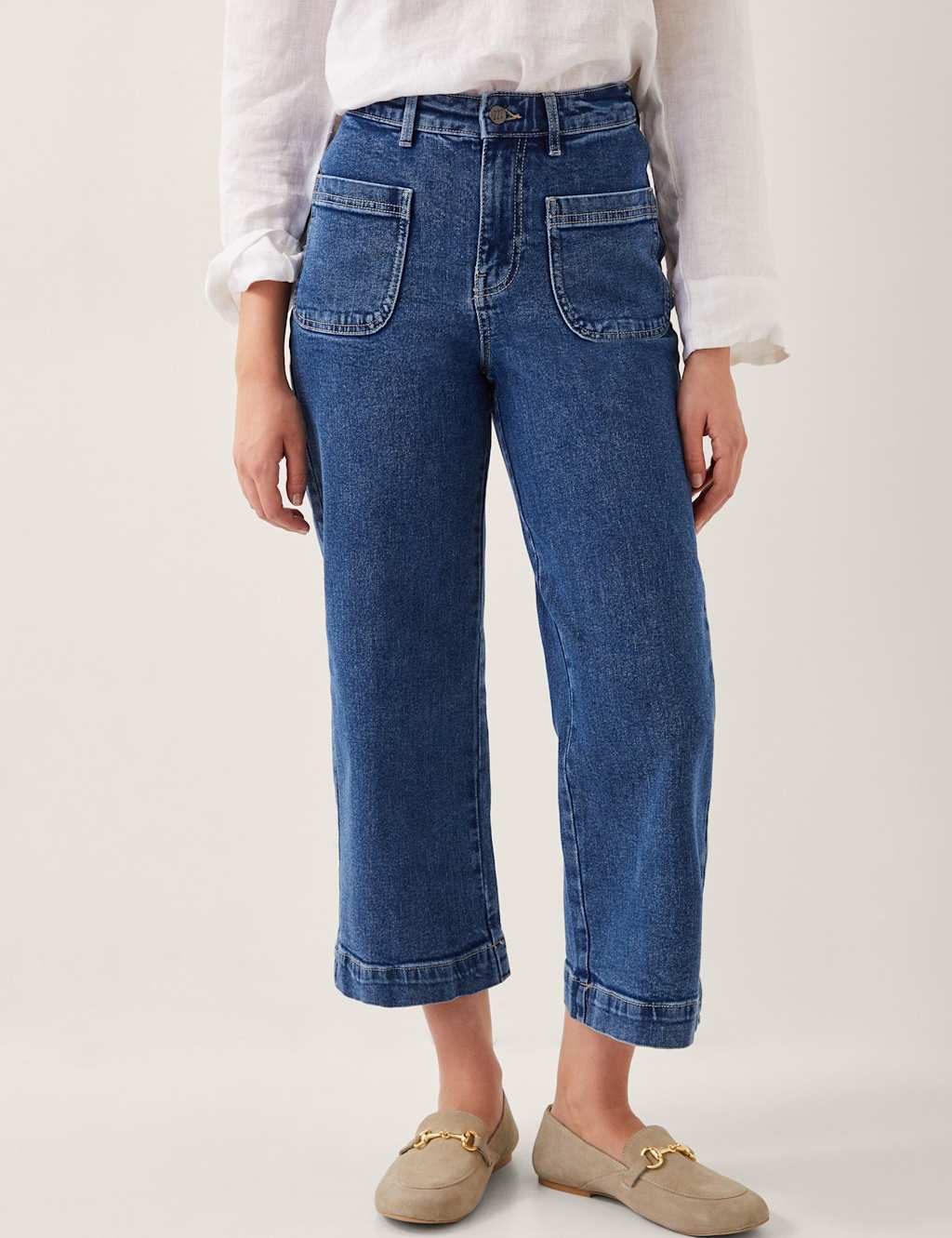 High Waisted Straight Leg Cropped Jeans