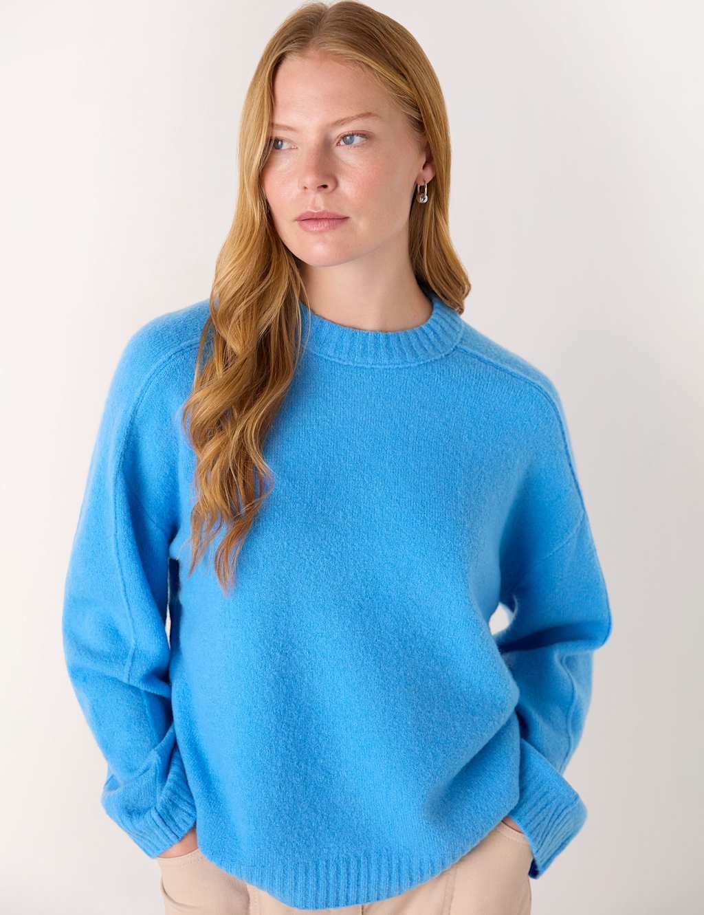 Whistles Women's Wool Blend Crew Neck Jumper - Large - Blue - Available at M&S