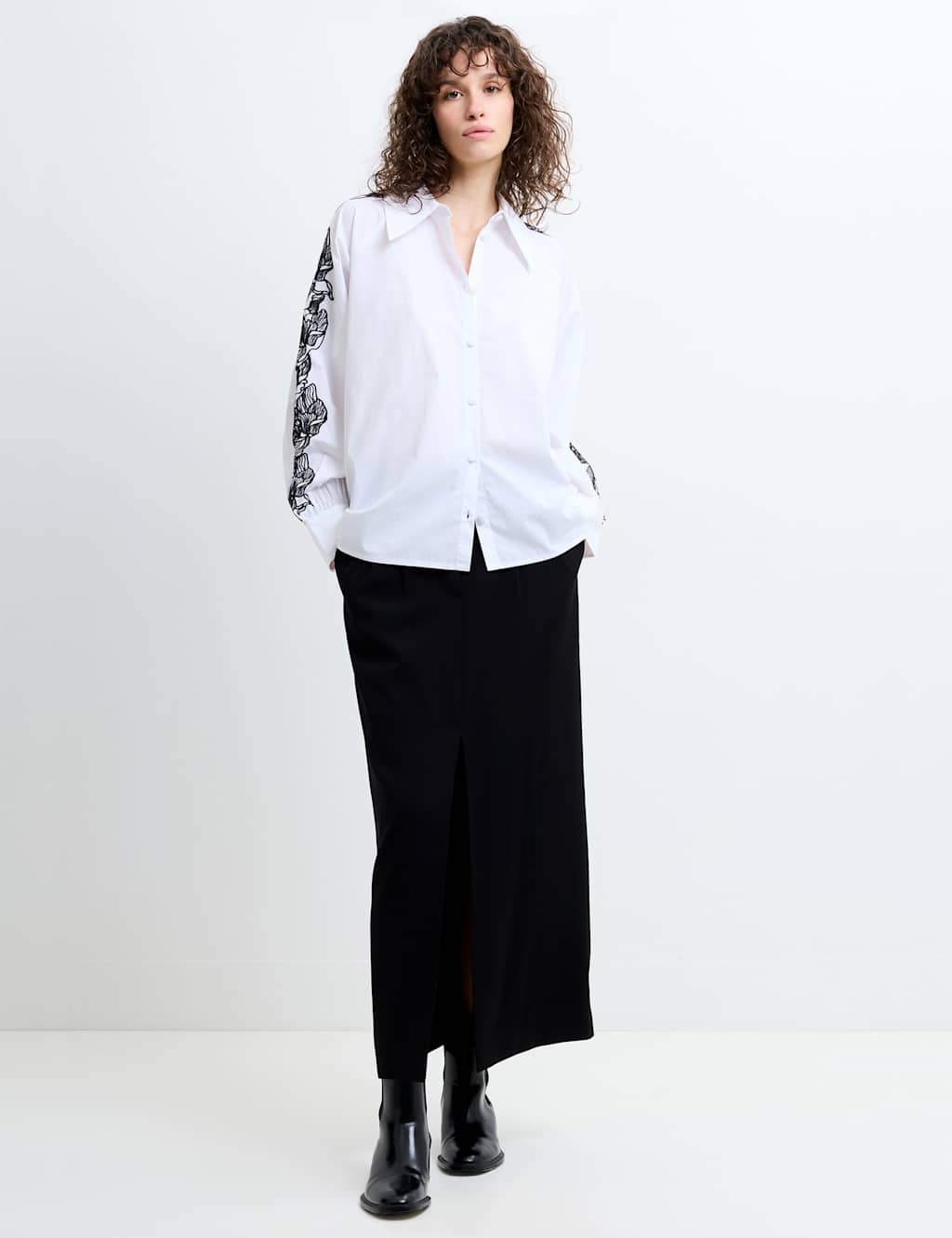 French Connection Women's Pure Cotton Embroidered Collared Shirt - Extra Large - White Mix - Available at M&S