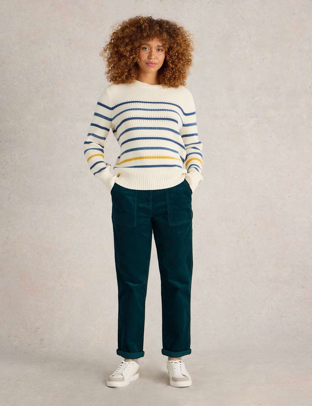 White Stuff Cord Straight Leg Trousers Green