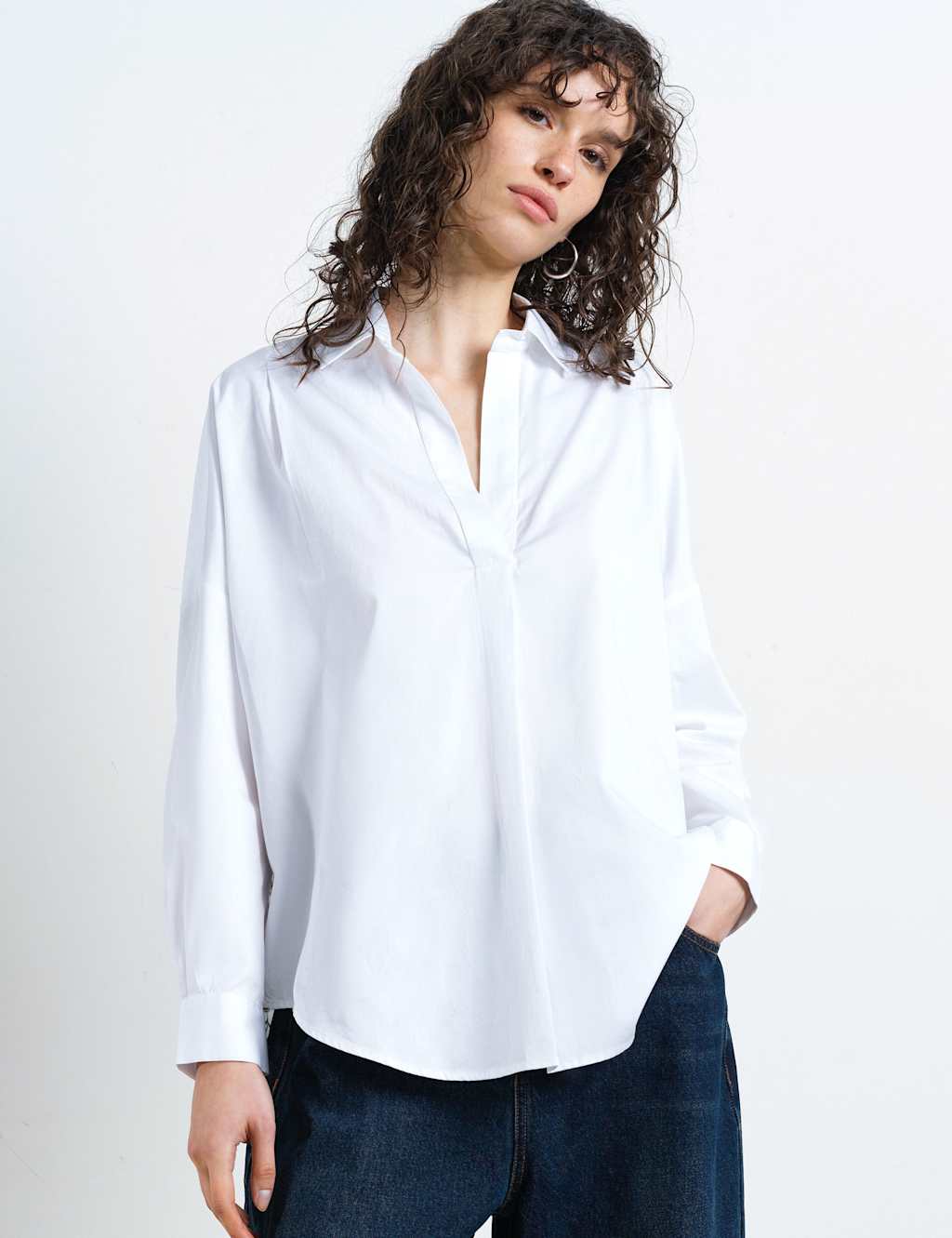 French Connection Women's Pure Cotton Embroidered Cut Out Back Shirt - Large - White Mix - Available at M&S