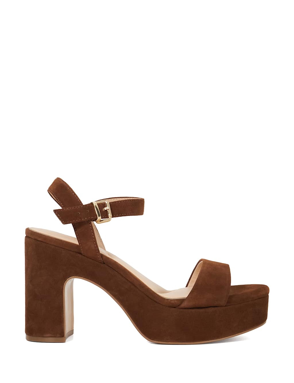 Suede Platform Block Heel Sandals