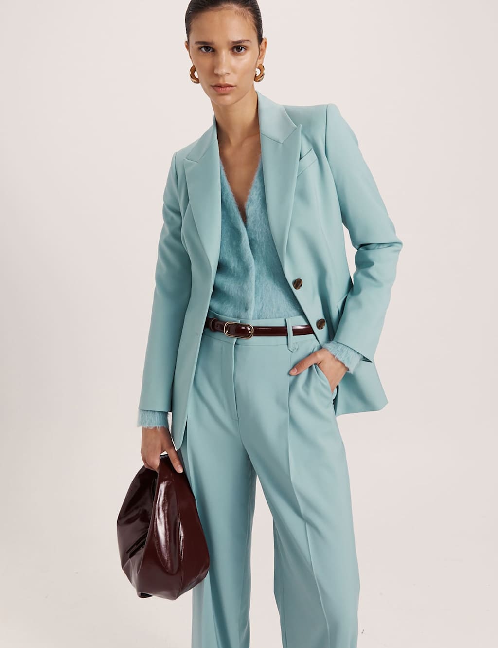Saba Women's Pure Wool Single Breasted Blazer - 10 - Light Blue - Available at M&S