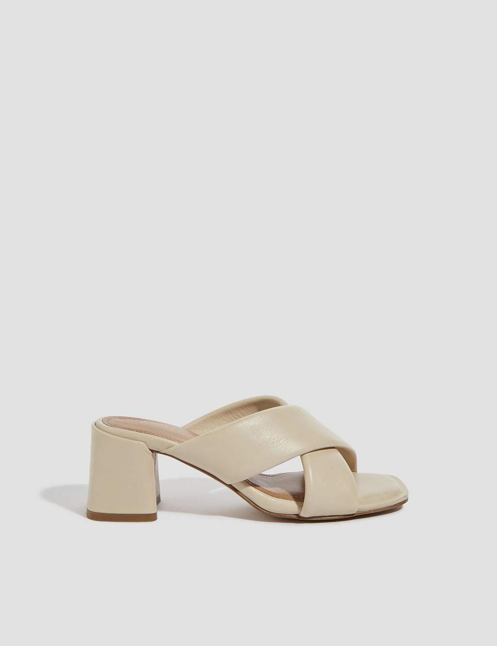 Leather Crossover Block Heel Sandals