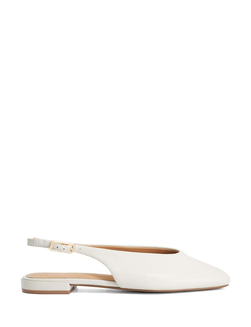 Dune London Women's Leather Flat Slingback Ballet Shoes - 4 - Ecru - Available at M&S