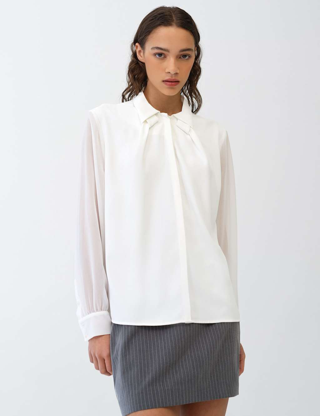 French Connection Women's Crepe Collar Detail Shirt - Extra Small - White - Available at M&S