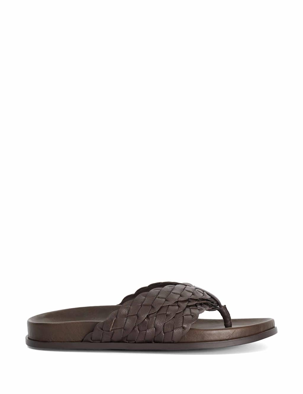 Dune London Women's Leather Woven Falt Sandals - 8 - Brown - Available at M&S