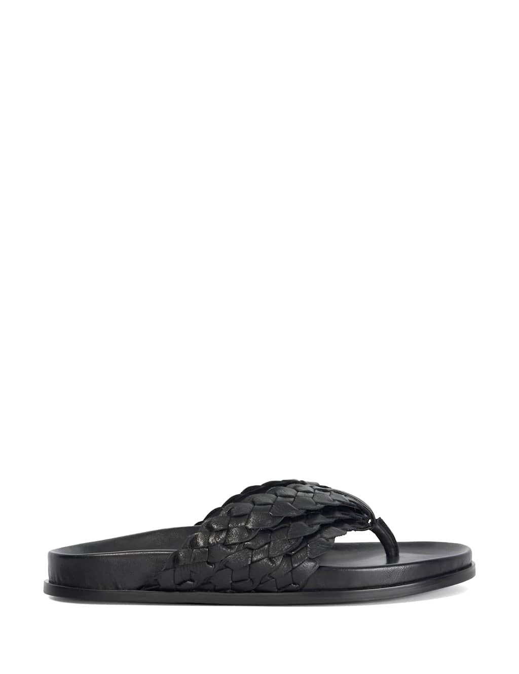 Dune London Women's Leather Woven Falt Sandals - 6 - Black - Available at M&S