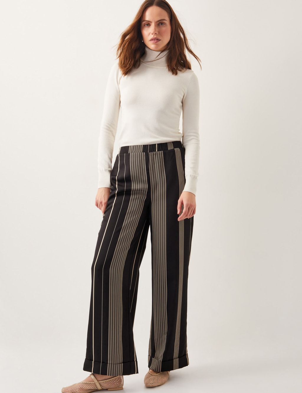 Striped Straight Leg Trousers