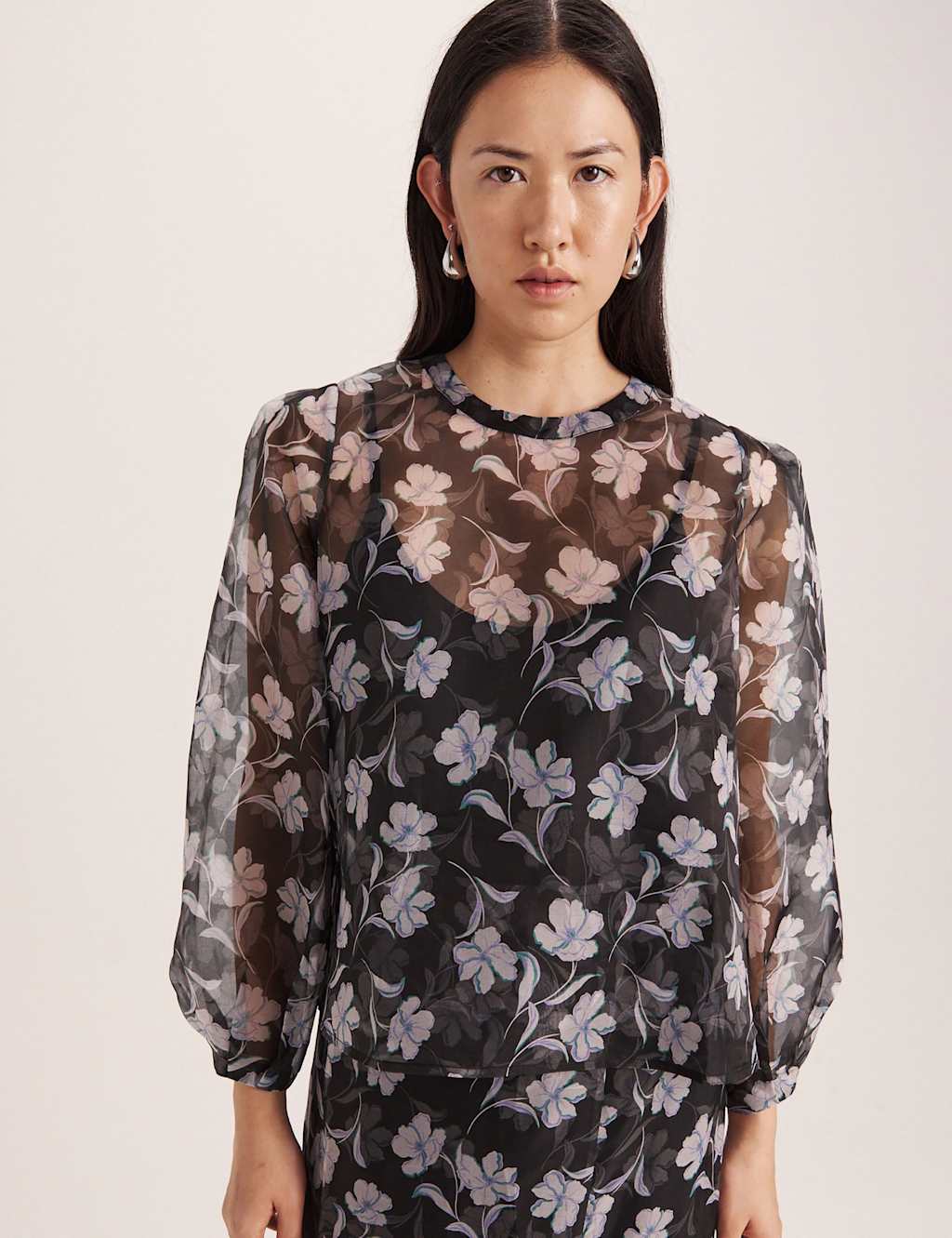 Saba Women's Pure Silk Organza Primrose Floral Top - 10 - Multi - Available at M&S