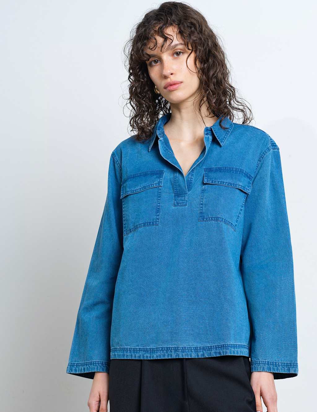 French Connection Women's Pure Cotton Shirt - Medium - Blue - Available at M&S