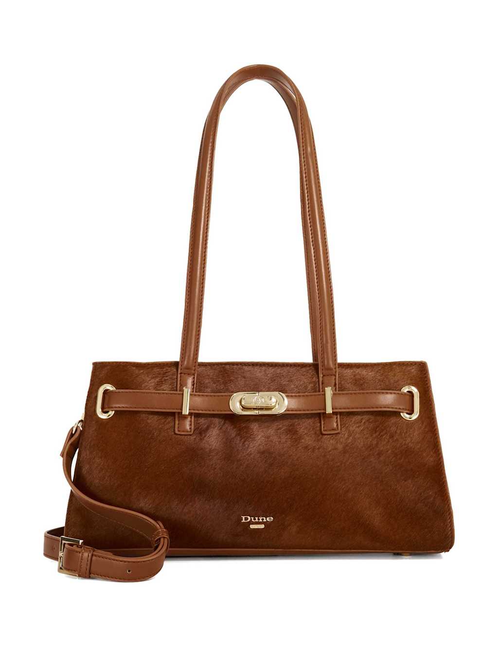 Dune London Leather Pony Hair Tote Bag Brown