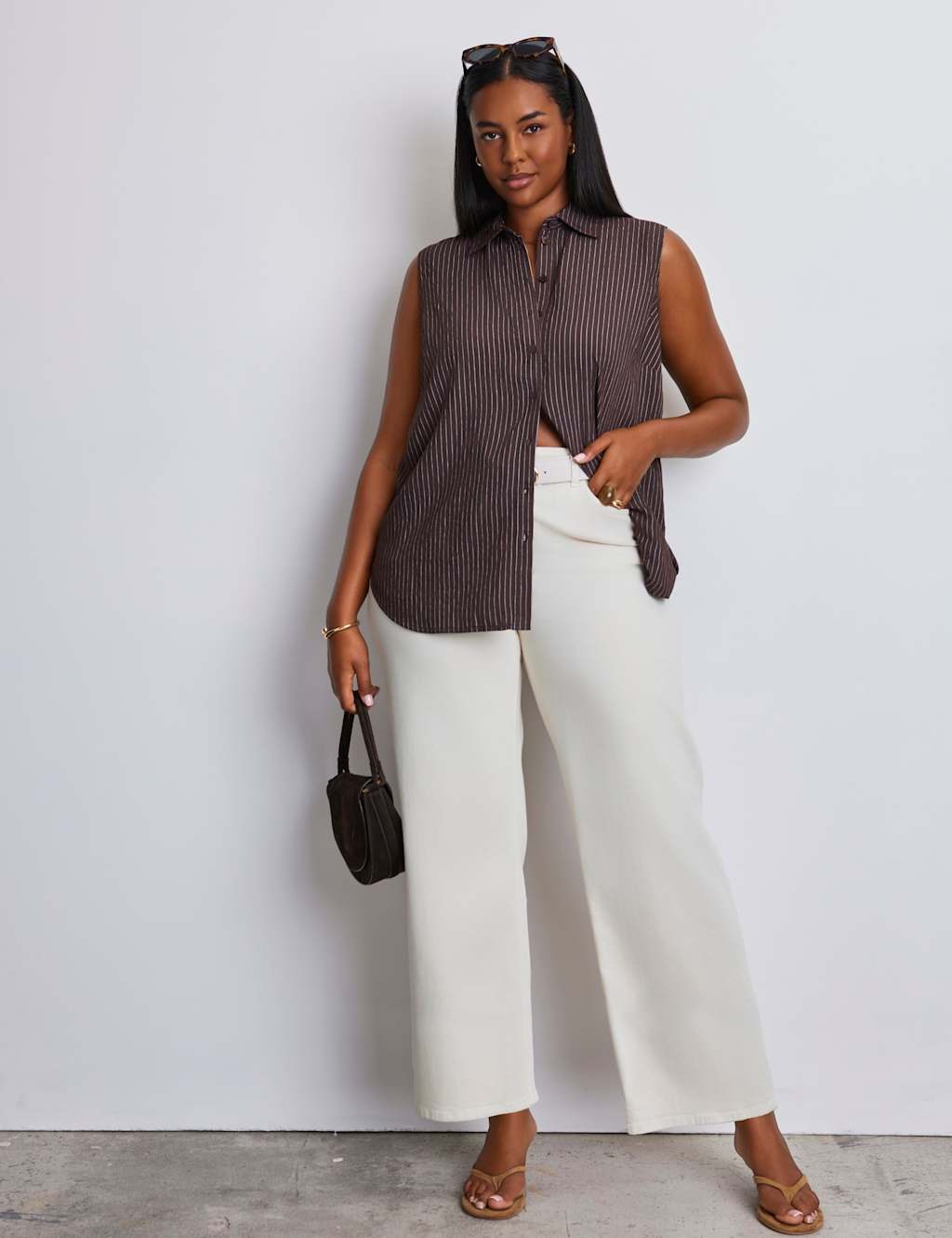 Live Unlimited London Women's Striped Collared Shirt - 24 - Brown Mix - Available at M&S