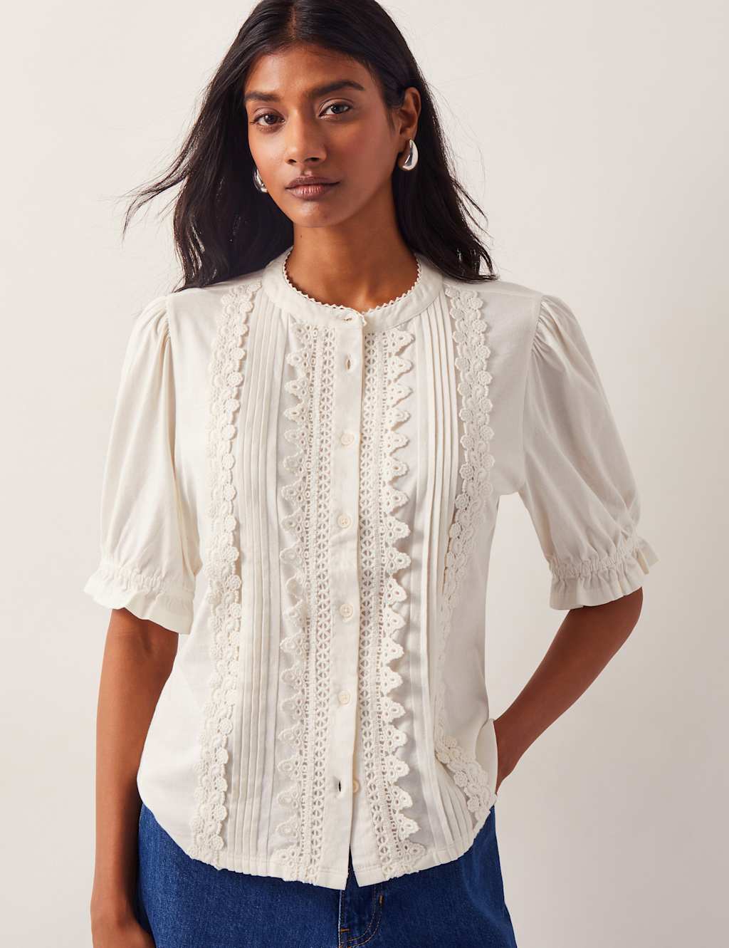 Pure Cotton Lace Insert Top