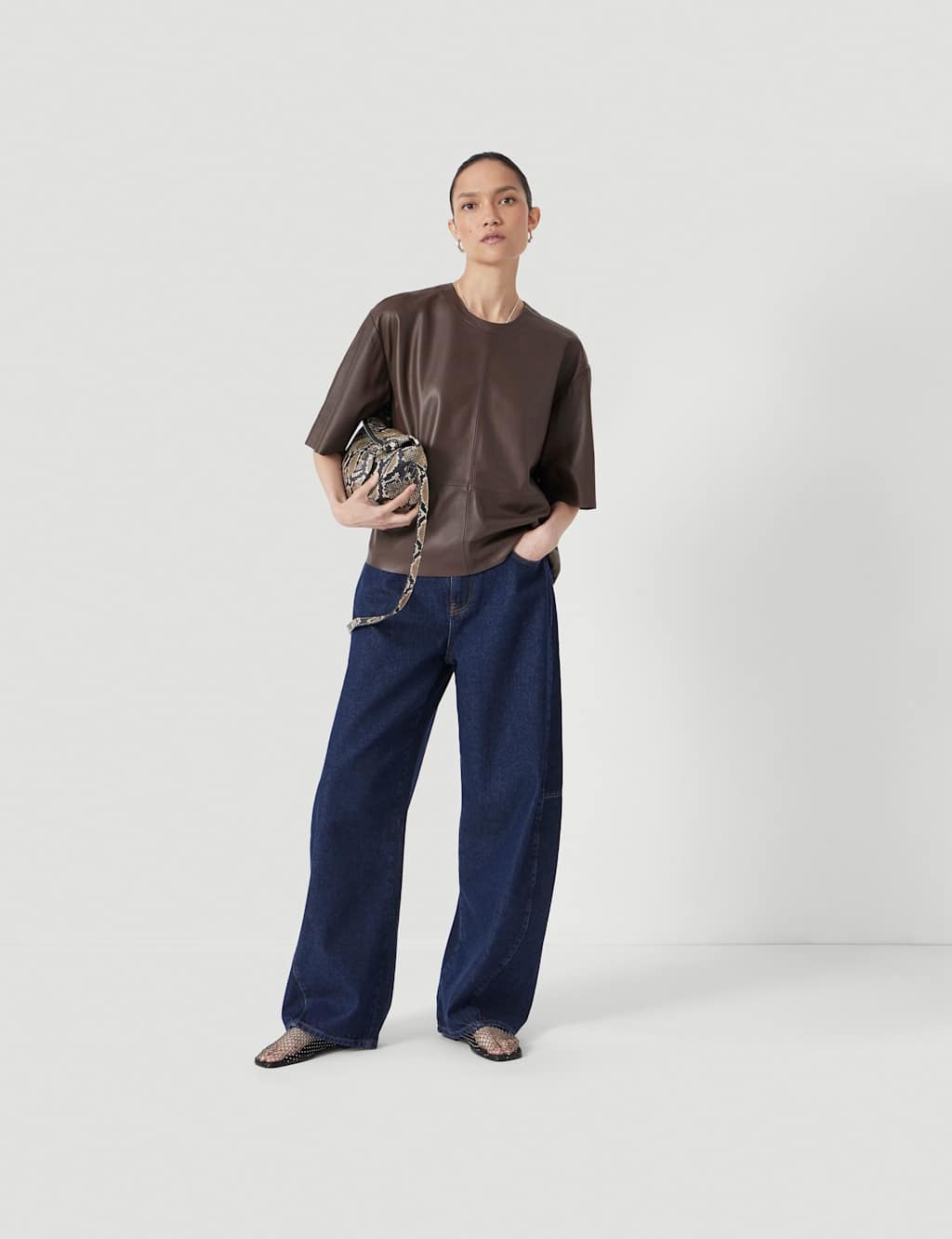 HUSH Pure Cotton Barrel Leg Jeans Dark Blue