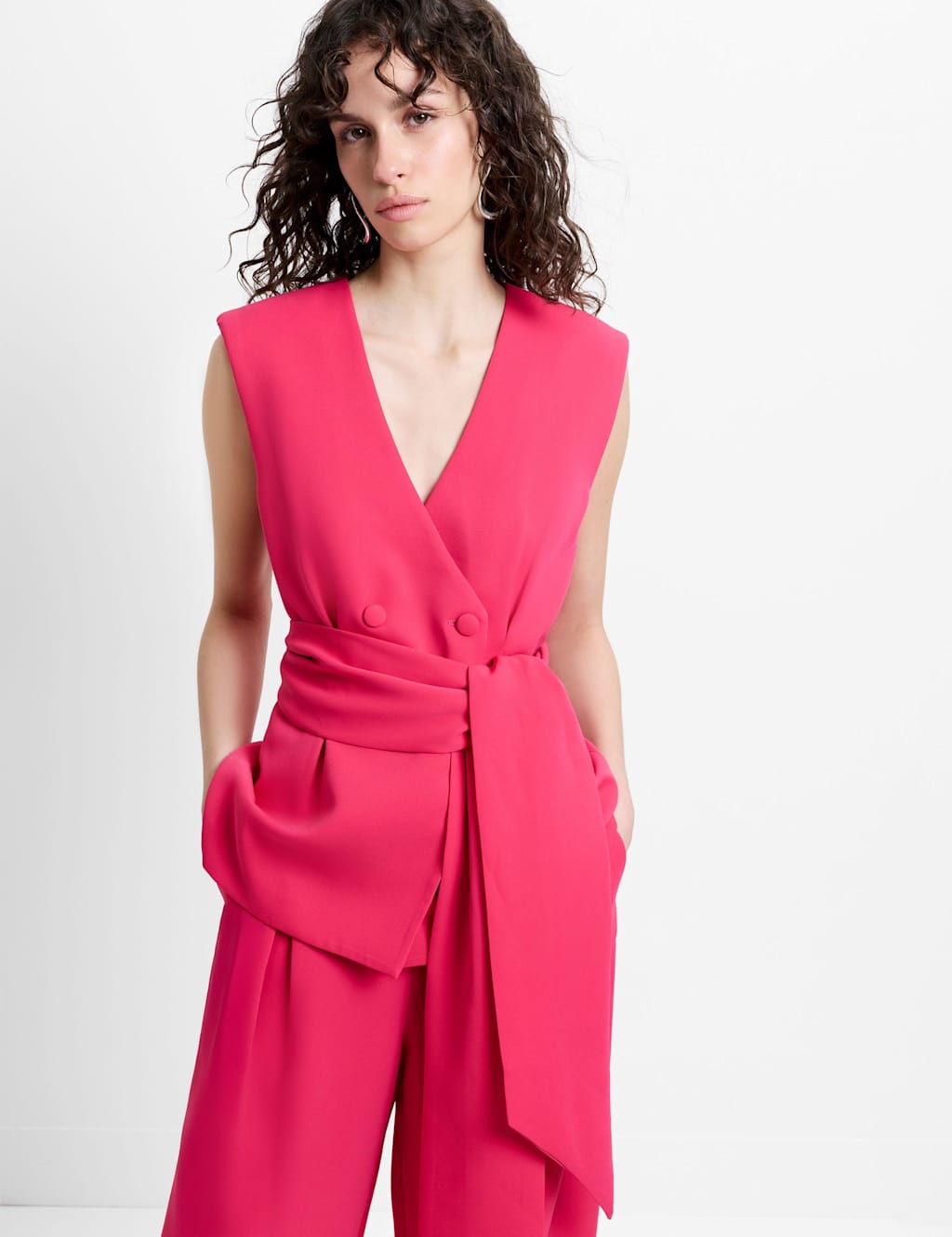 French Connection Women's V-Neck Waistcoat - 8 - Pink - Available at M&S