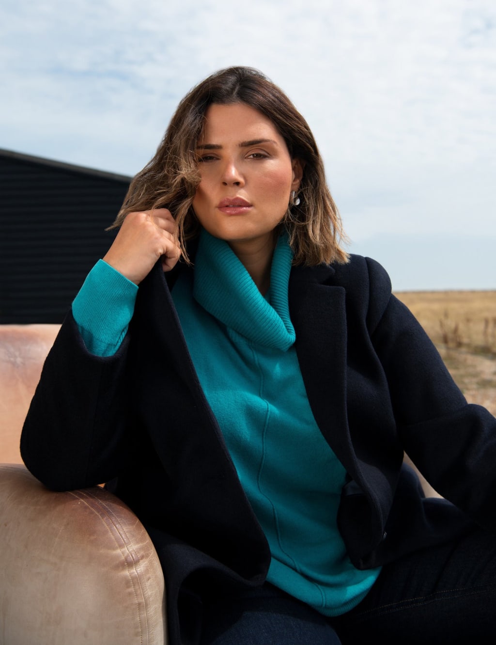 Wool Blend Short Tailored Coat