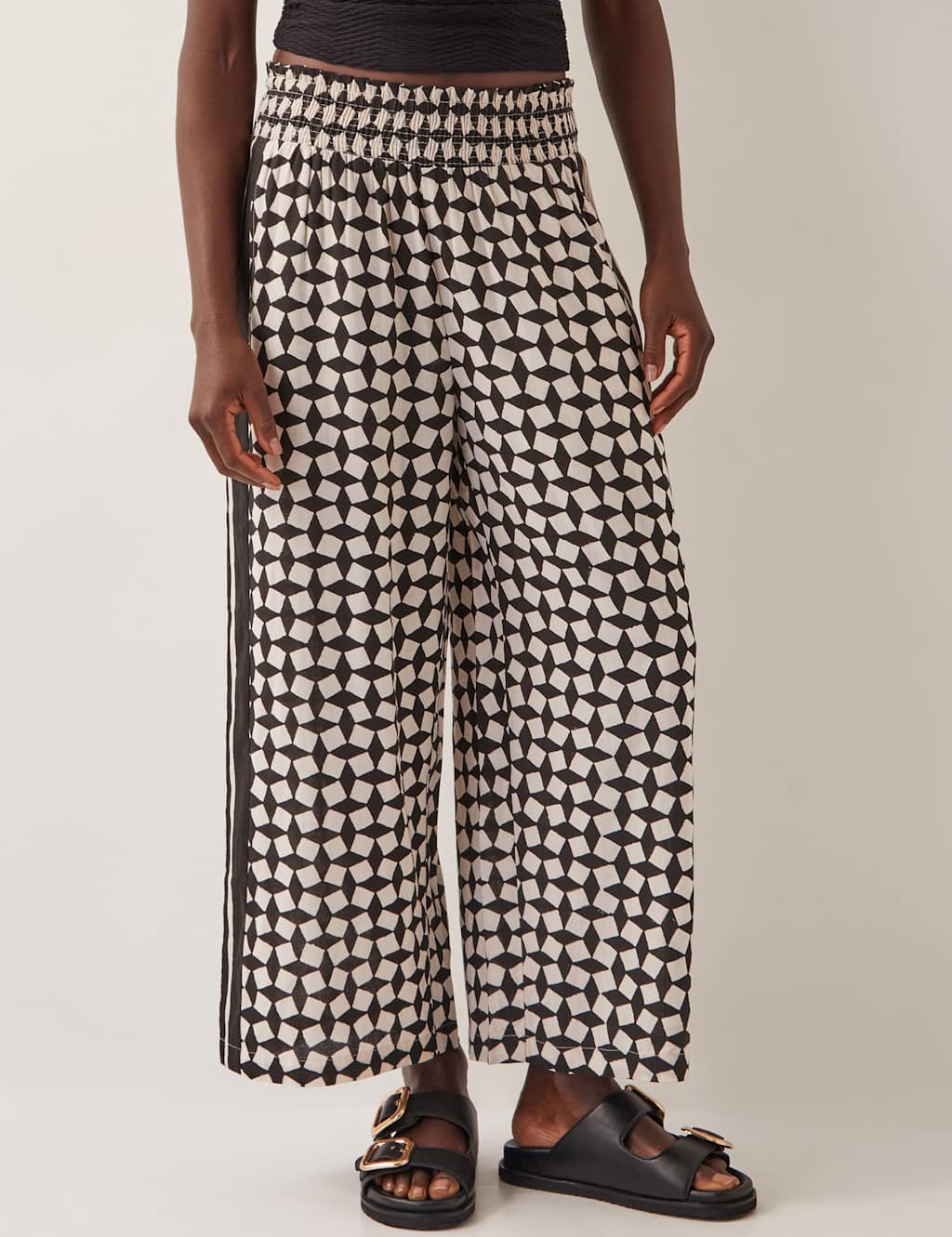 Geometric Elasticated Waist Trousers