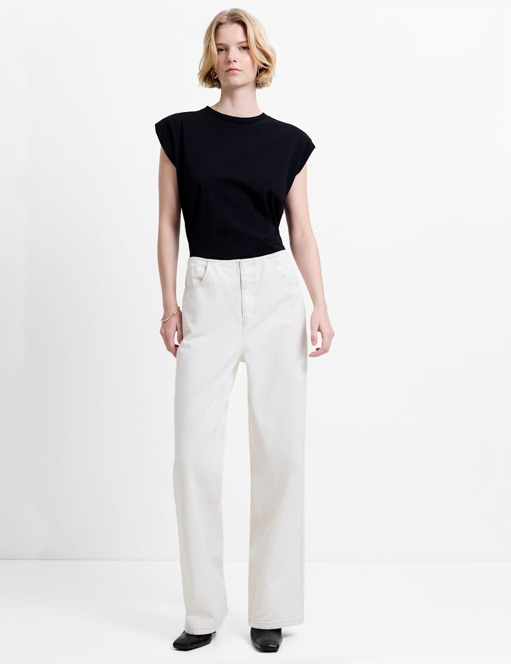 French Connection Women's High Waisted Straight Leg Jeans - 10 - Ecru - Available at M&S