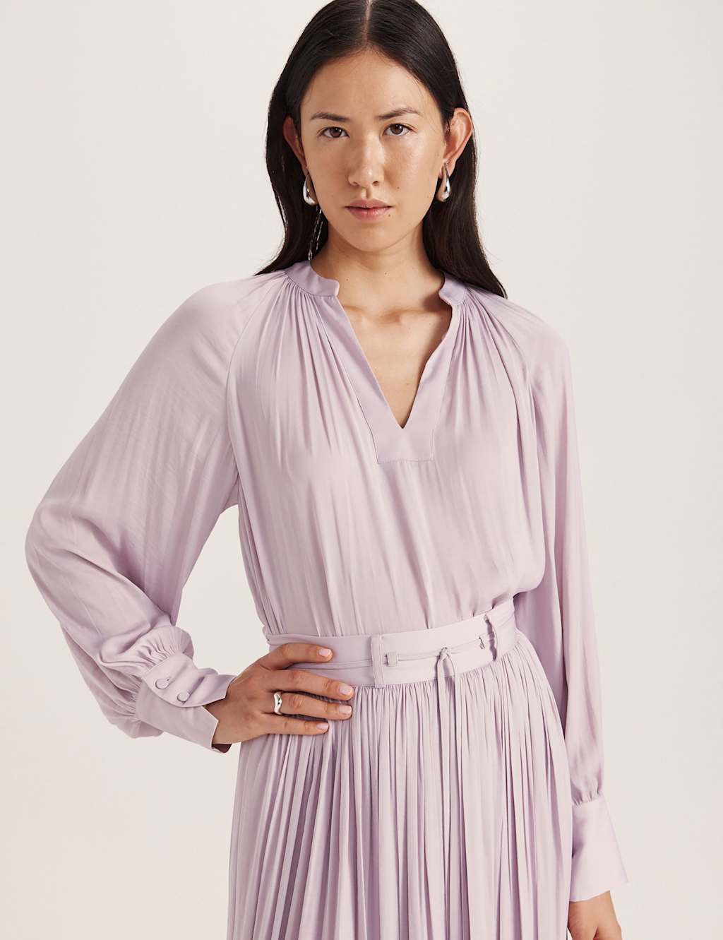 Saba Women's V-Neck Blouson Sleeve Blouse - 8 - Light Pink - Available at M&S