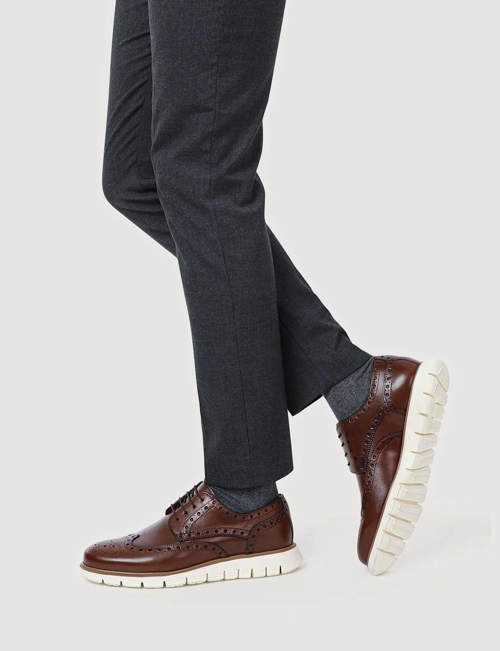 Jones Bootmaker Leather Derby Shoes Brown Mix