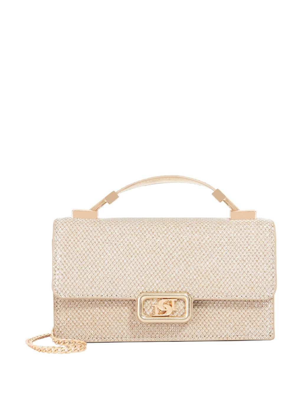 Dune London Chain Strap Top Handle Clutch Bag Gold