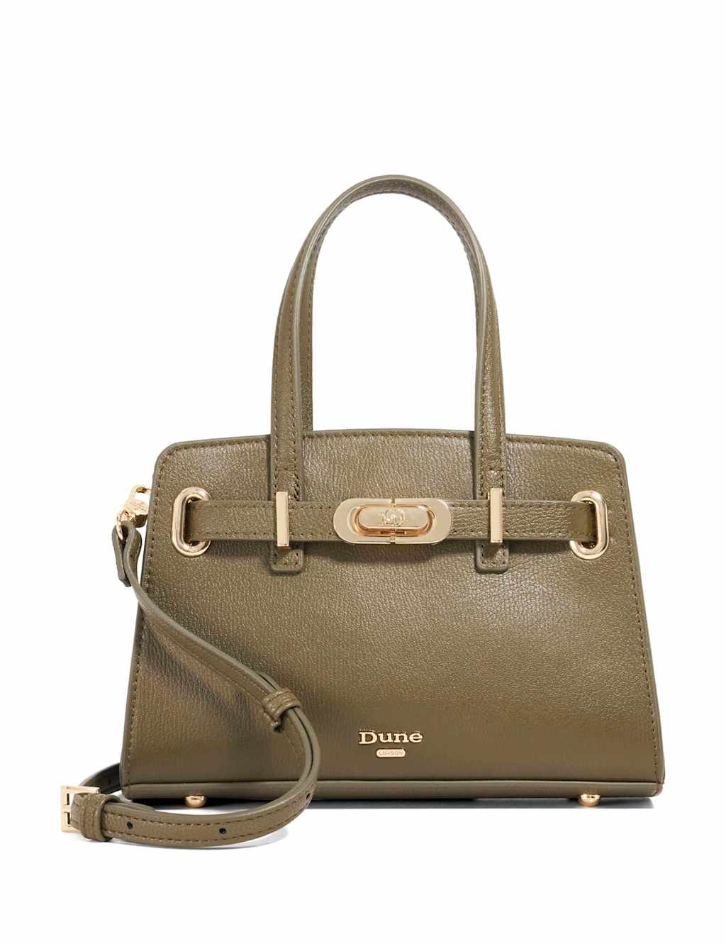 Dune London Mini Belted Tote Bag Dark Green