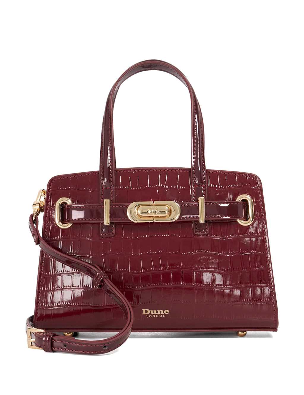 Dune London Mini Belted Tote Bag Burgundy